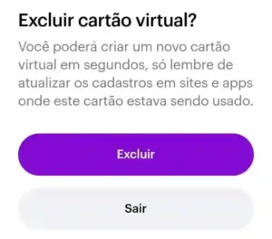 Como excluir cartão virtual Nubank